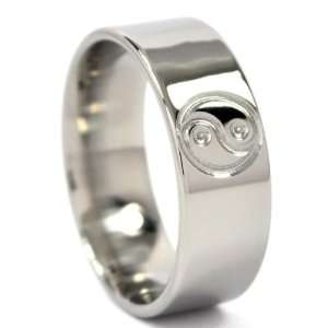  8 mm Titanium Ring with Yin Yang Design: Rumors Jewelry 