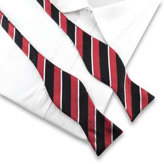   Silk luxury design red & black clip on Bowties Mens Self Bow Tie #008