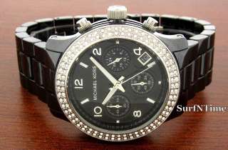   Ladies Black Ceramic Swarovski Crystal Chronograph Watch MK5190  
