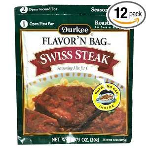 Durkee Frenchs Swiss Steak Dry Mix, 12 Count Roasting Bags (Pack of 