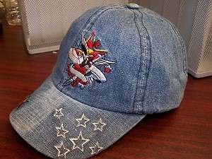 NEW BEJEWELED Susan Fixel Blue DENIM Stars Womens Baseball Cap Hat 
