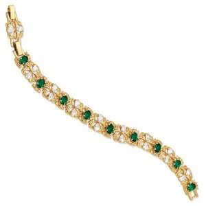  Gold Plated Swar Crystal Green 7.25in W/1in Ext Garland 