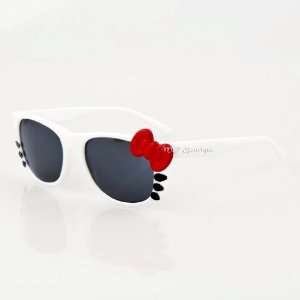   Cute Kitty Bow Wayfarer Sunglasses   White & Red Bow: Everything Else
