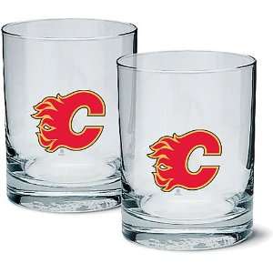  Mustang Calgary Flames 2 Pack Rocks Glasses Sports 