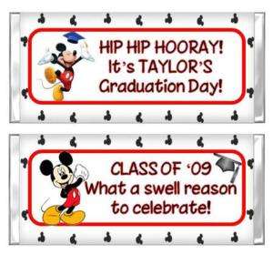 MICKEY MOUSE GRADUATION candy bar wrappers PARTY FAVOR  