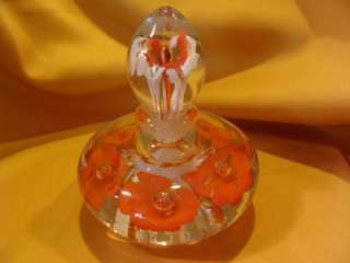 Beautiful Studio Art Glass Perfume Bottle Red Orange  