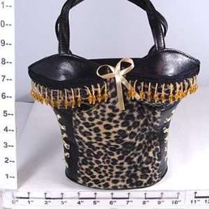  Purse ~ Leopard ~ Bustier w/Leather Look Trim: Everything 