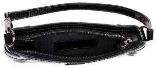 BURBERRY Kensit Check Embossed Black Patent Mini Sling Bag Wristlet 