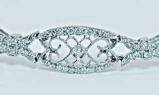 Vintage 1.50ct Diamond Filigree Bracelet 18K White Gold Estate Jewelry 