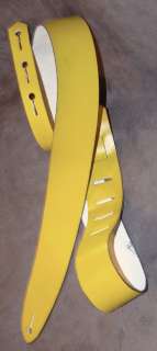 GS10 Genuine Solid Leather 1¾ Guitar Strap Light Weight Yellow Color 