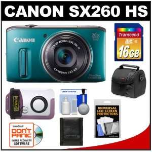  Canon PowerShot SX260 HS Digital Camera (Green) with 16GB 