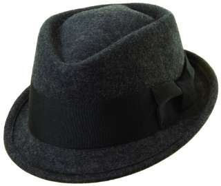 New Frank Sinatra Wool Fedora Hat Black/Gray Stingy Brim Diamond Crown 