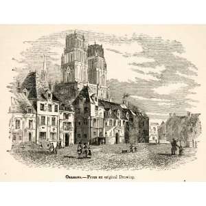  1877 Woodcut Orleans France Capital Loire Valley Cathedral 