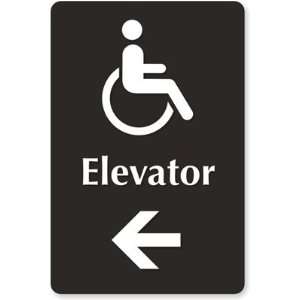 Elevator (with Accessible Pictogram & Left arrow) TactileTouch Sign, 9 