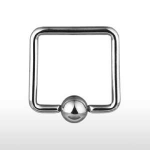 Square Shaped Captive Bead Ring   14G (1.6mm)   12mm Length   Sold as 