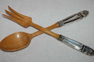   Whiting Salad Fork & Spoon Serving Set Sterling Silver Handles  