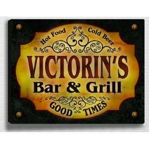  Victorins Bar & Grill 14 x 11 Collectible Stretched 