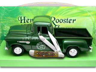   ROOSTER AND 1955 Chevy 5100 Stepside Antique Green Bone Peanut Knives