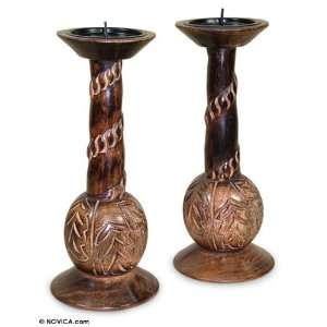  Wood candleholders, Forest Leaves (pair): Home & Kitchen