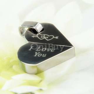 New Titanium Steel Heart Lover Couples Pendant F/Necklace Free 