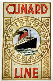 CUNARD LINE Vintage Shipping Steamship ocean seascape  