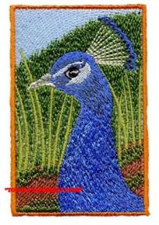 PEACOCK PORTRAIT   2 MACHINE EMBROIDERED HAND TOWELS by Susan  