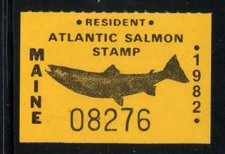 1982 MES 17 Maine State Revenue Atlantic Salmon Fish Fishing Stamp 