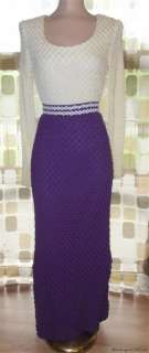   70s Purple Crochet Maxi Wiggle Dress Festival Gown BOHO HIppie Small