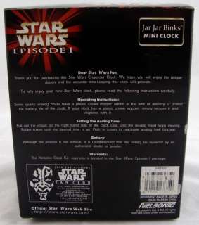 Star Wars Episode 1 Jar Jar Binks Mini Clock MIP  