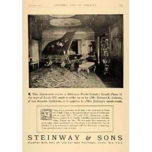  1906 Ad Steinway Hall Parlor Concert Grand Piano Doheny 