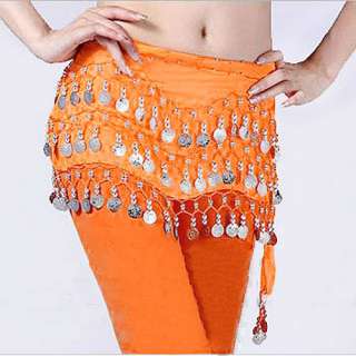 Good Match 3 rows 128 Silver Coins Belly Dance Hip Scarf Costume Belt