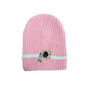   Redskins Pink Ribbed Beanie Hat Skull Cap Lid 