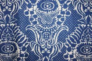 MANUEL CANOVAS FABRIC JAVA Linen Print BATIK STYLE INDIGO BLUE 