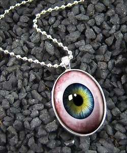 Human Eyeball Eye Horror Oval Silver Necklace 528 SSO  