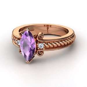  Catelyn Ring, Marquise Amethyst 14K Rose Gold Ring with 