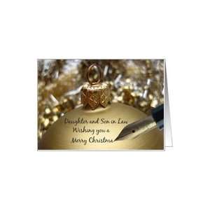  daughter & son in law christmas message on golden ornament 