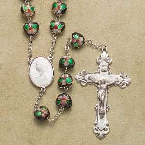 Sterling Silver Rosary Rosaries Catholic Black Cloisonne Enamel Heart 
