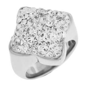 Womens Stainless Steel Ring with Clear CZs In a Pave Setting   Size 8