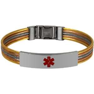   Finish & Stainless Steel Engravable Medical Alert Bracelet Jewelry