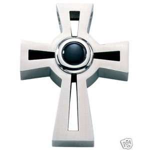   Stainless Steel Black Onyx Center Cross with Chain 