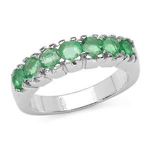  1.05 Carat Genuine Emerald Sterling Silver Ring: Jewelry