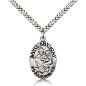 925 Sterling Silver St. Saint Anthony of Padua Medal Pendant 1 x 5/8 