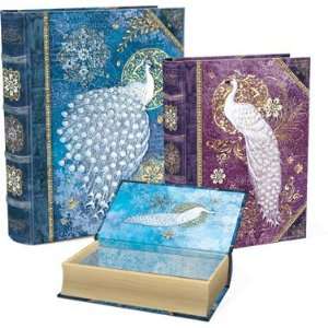    Snowy Peacock Set of 3 Book Boxes Punch Studio: Home & Kitchen