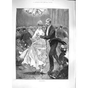  1886 SQUIRES BALL MEN LADIES DANCING ROMANCE FINE ART 