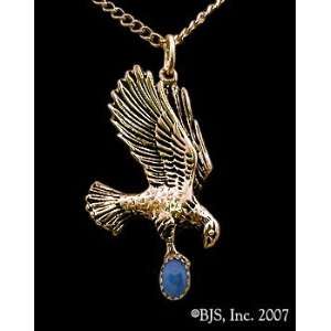   Gold, Lapis Lazuli set gemstone, Eagle Animal Jewelry, 14 k gold