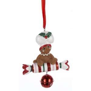 Gingerbread Kisses Baby Cookie on Ribbon Candy Christmas Jingle Bell 