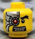 NEW Lego Male Boy CYBORG MINIFIG HEAD w/Red Eye & Angry Grin  City 