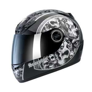   400 Motorcycle Helmet   Skull Bucket, Chamel Black X Large Automotive