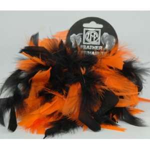  2 Black & Orange Chandelle Feather Hair Tie Scrunchy Pony 