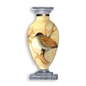   Vase, 8.75 Inches Tall, Sienna Songbird Design By Artist Susan Winget